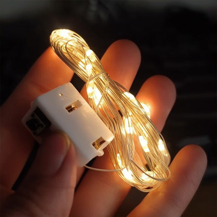 led小彩灯闪灯串灯条电池铜线灯带新年房间卧室氛围装饰花束生日