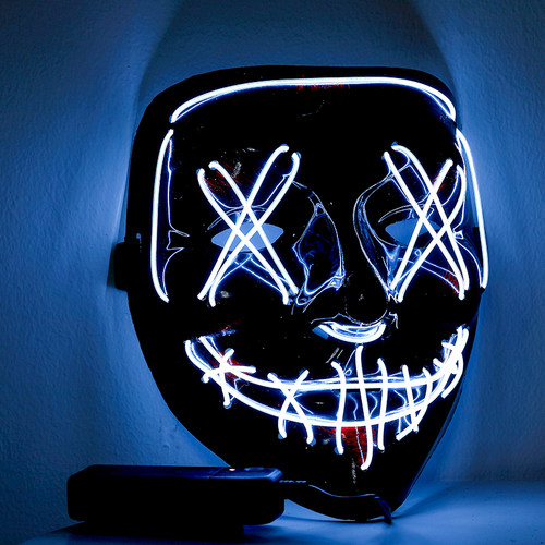 万圣节led发光面具男女通用全脸
