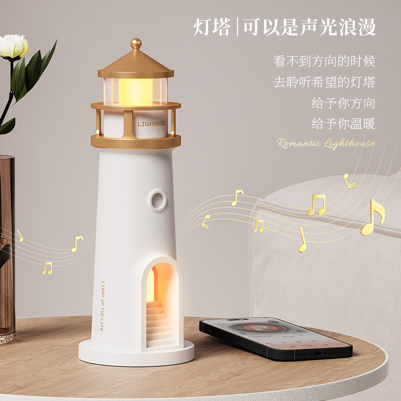 圣诞节生日礼盒灯塔灯女生送闺蜜小夜灯卧室床头音箱摆件范围灯