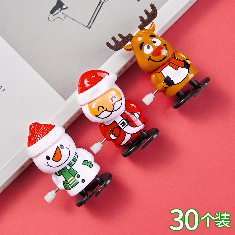 创意圣诞装饰品卡通发条玩具小礼物行走圣诞老人公仔儿童场景摆件