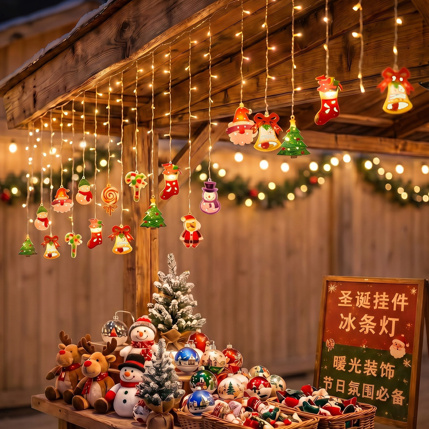 圣诞节太阳能装饰灯户外庭院led彩灯串节日氛围场景布置拍照道具