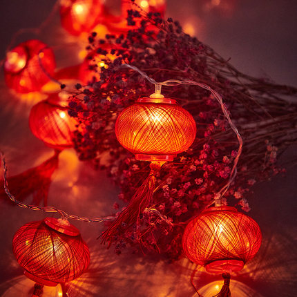 过新年装饰灯笼流苏挂灯发光led彩灯闪灯串灯气氛围场景布置春节