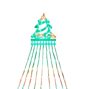 暖白五角星流水瀑布灯圣诞节挂树流星圣诞树庭院装饰品太阳能灯串