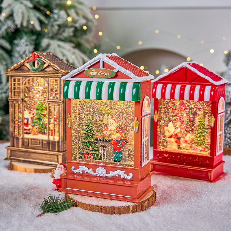 圣诞飘雪水晶发光小夜灯音乐