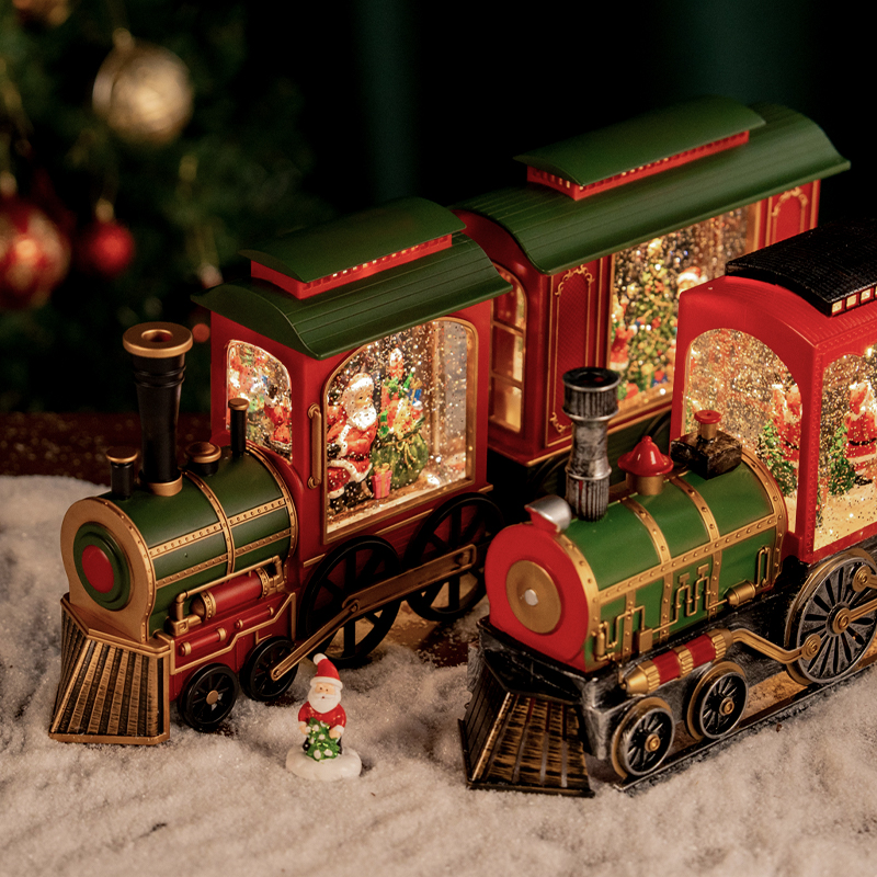 小火车摆件八音盒圣诞老人