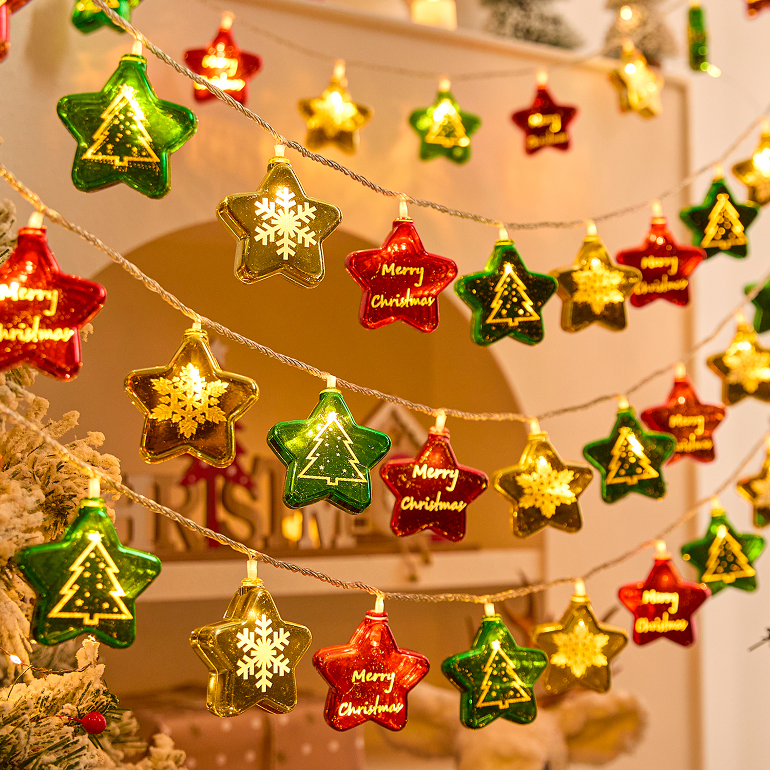 圣诞节装饰彩灯圣诞球灯串节日橱