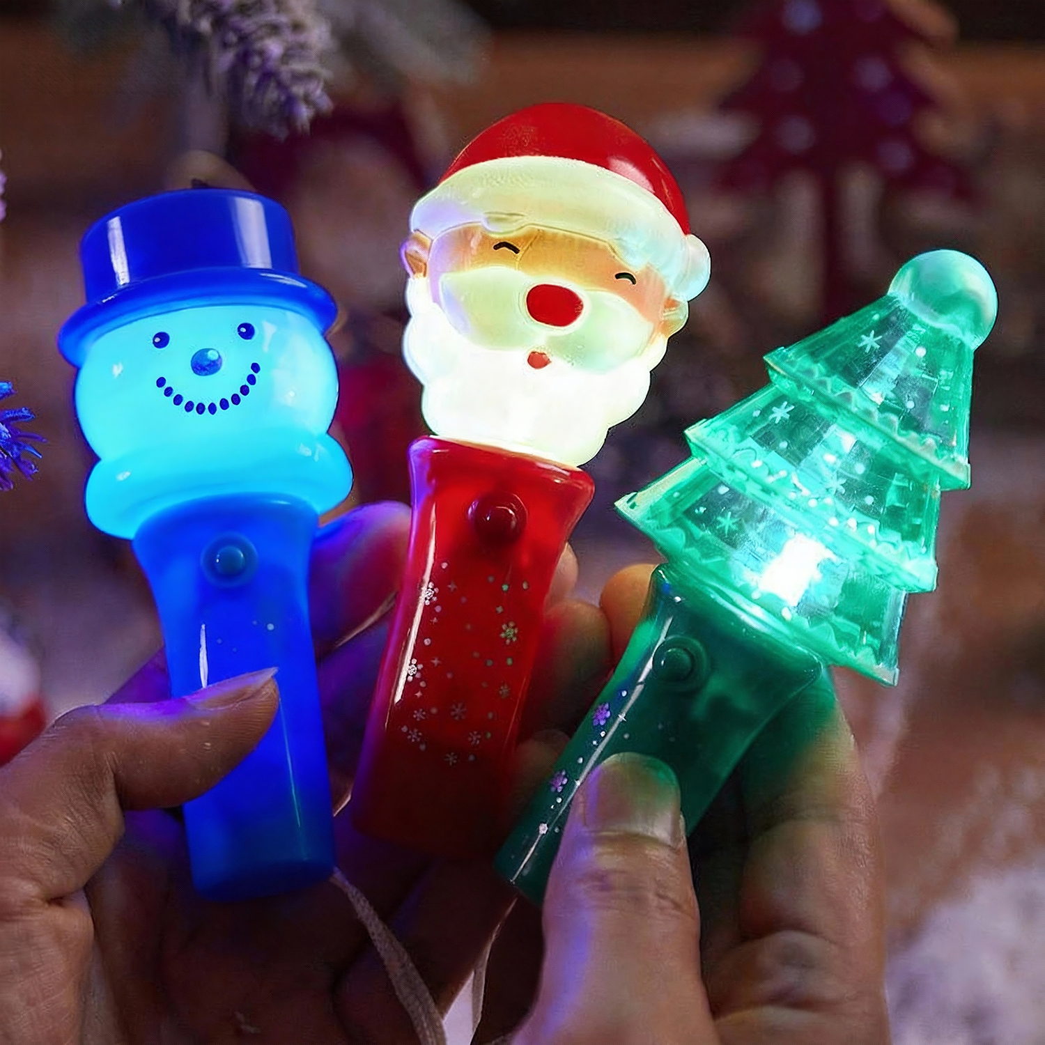 圣诞节小礼物闪光棒装饰摆件老人