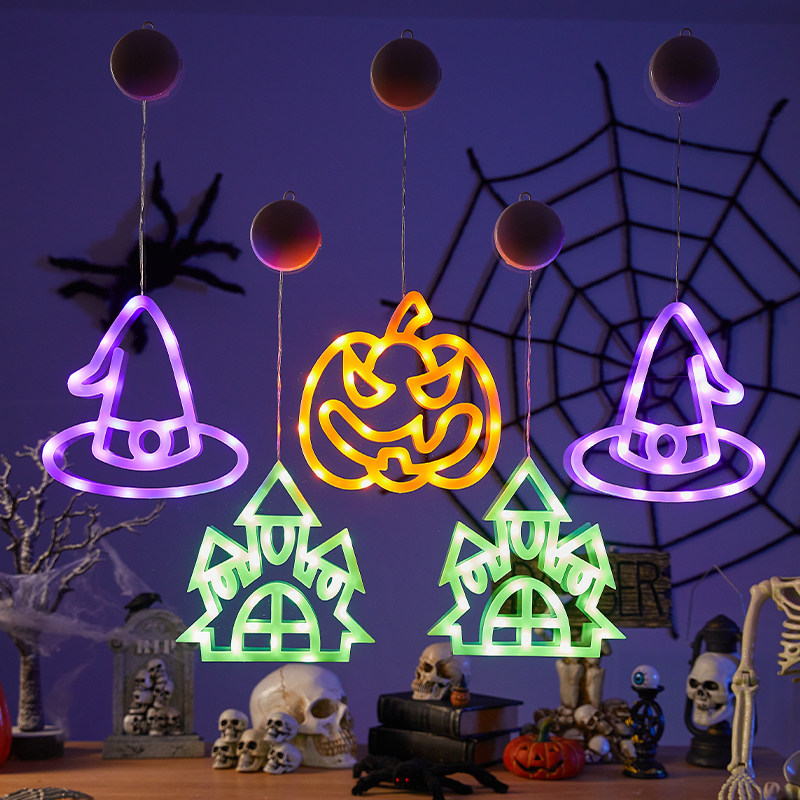 万圣节主题吸盘灯场景布置南瓜灯入户门装饰品酒吧ktv幼儿园挂灯