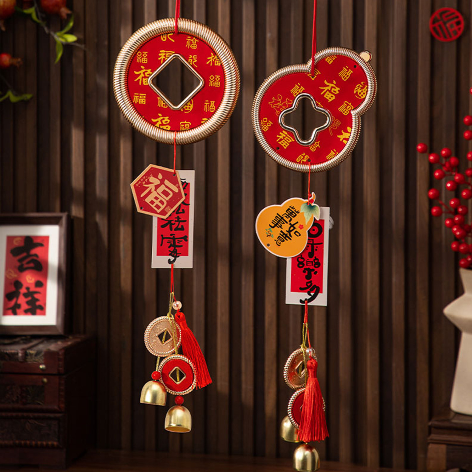 2026新年装饰挂件新款铜钱挂饰春节客厅布置吊饰入户门挂发财暴富,节庆用品/礼品,挂饰/生肖挂饰,淘宝优惠券,粉丝福利购,淘宝优惠卷