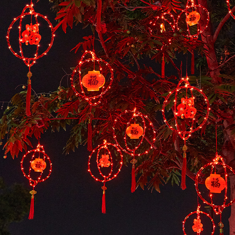 春节过年彩灯串发光led灯笼挂灯装饰灯福字景观灯气氛围场景布置