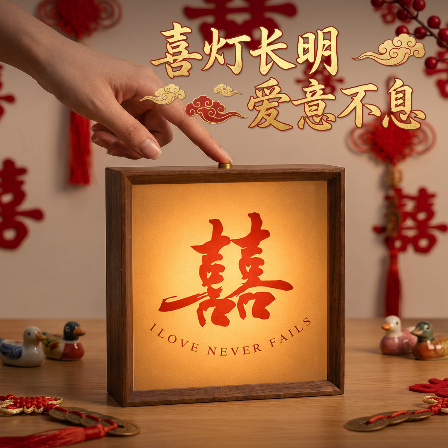 结婚长明灯一对红色陪嫁喜字灯新图片