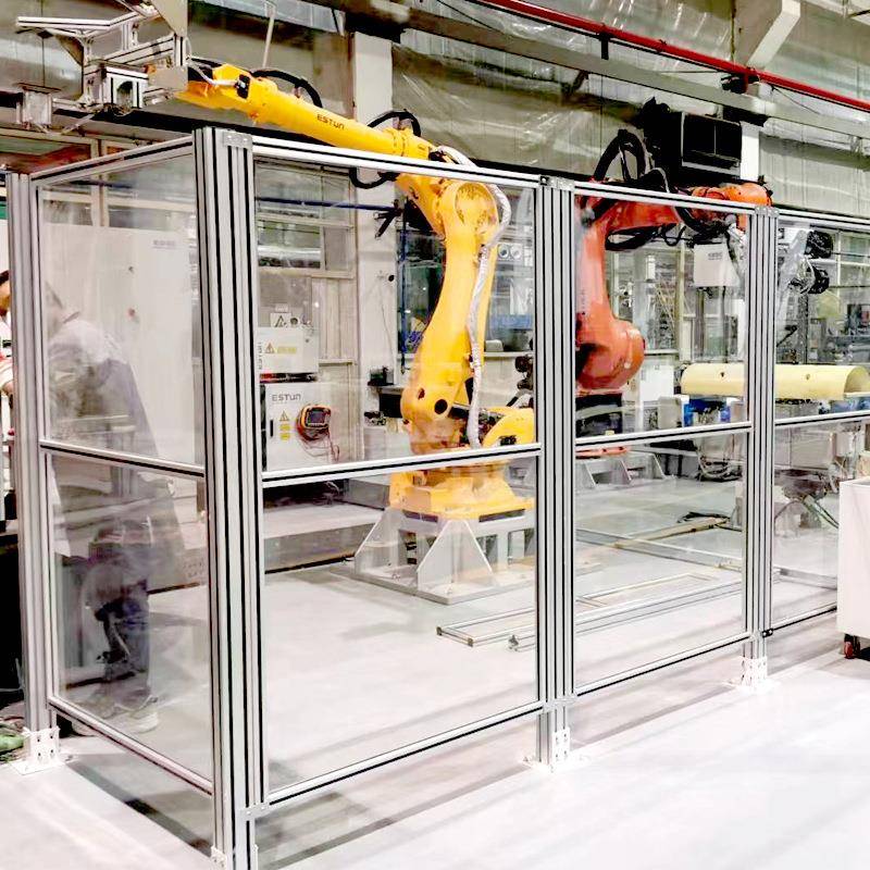 郑州机器人安全围栏厂家铝型材机器人围栏护罩工厂车间隔离网