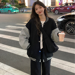 美式复古加绒加厚卫衣外套女学生2026新款秋季宽松港风秋冬棒球服