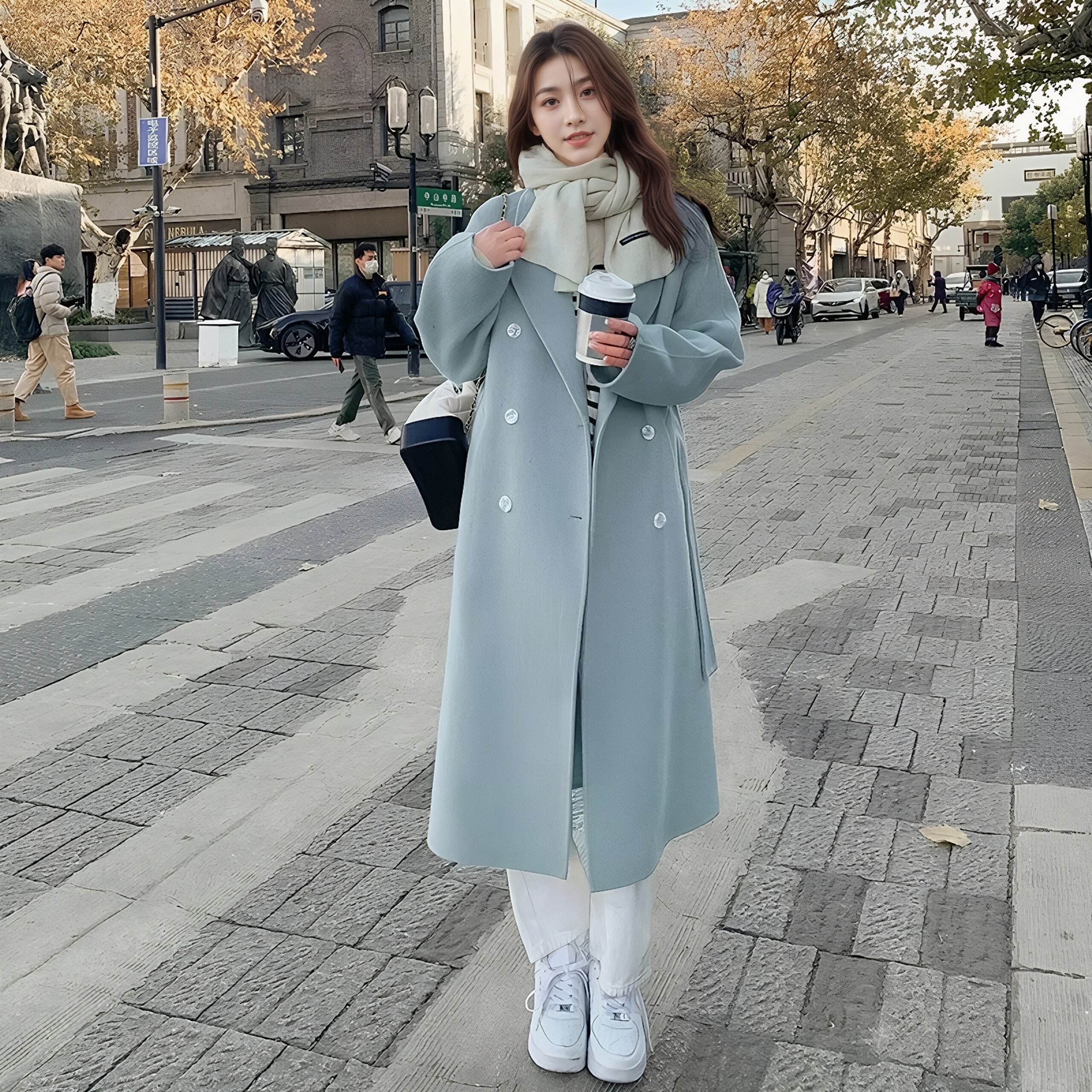 毛呢外套女中长款2026春秋季新款系带显瘦秋冬赫本风百搭呢子大衣