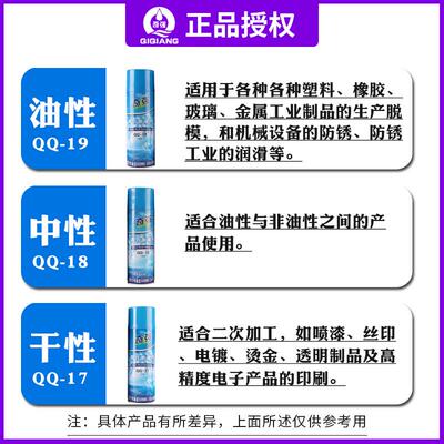 奇强脱模剂油性中性干性 模具清洗剂高温顶针油注塑防锈剂白绿色