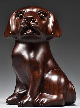 黑檀装饰狗摆件十二生肖狗实木家居客厅电视柜木雕红木工艺品送礼