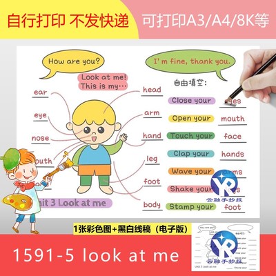 1591-5look at me我的身体器官body英语认识人体小报手抄报电子版