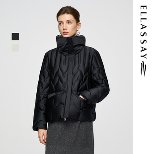 ELLASSAY歌力思冬季新款短款立领鹅绒羽绒服女EWD363L03800