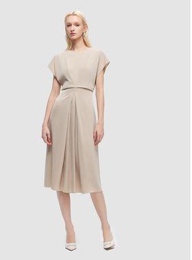 ELLASSAY歌力思2026春季新款醋纤高腰捏褶飘逸连衣裙EWD351Y13900