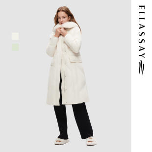 ELLASSAY歌力思冬季 温暖狐狸毛领鹅绒羽绒服女EWE344L01300 新款