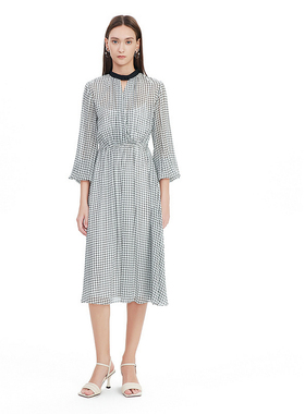 ELLASSAY歌力思春季新款时尚Choker领桑蚕丝连衣裙女EWE331Y25600