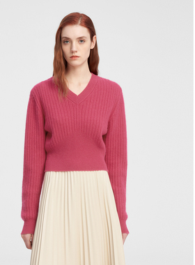 ELLASSAY歌力思冬季新款山羊绒简约V领套头针织衫女EWE344M06600