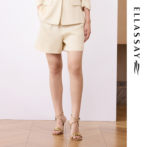 ELLASSAY歌力思2026夏季新款桑蚕丝波纹提花短裤女EWF372K02600