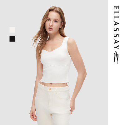 ELLASSAY歌力思夏季新款百搭气质修身黑色针织衫女EWE346M08400