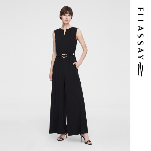 ELLASSAY歌力思夏季新款三醋酸收腰无袖阔腿连体裤女EWF352K03100