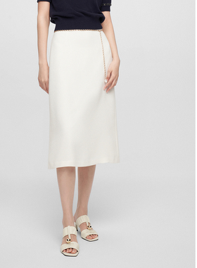 ELLASSAY歌力思早春新款简约A字珍珠白中长半身裙女EWE361Q02500