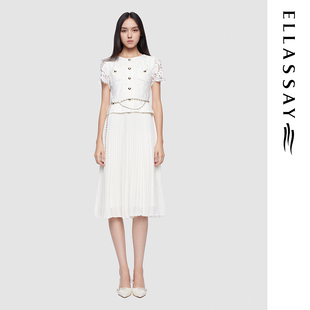ELLASSAY歌力思2026夏季新款棉舒适异质拼接连衣裙女EWD362Y12200