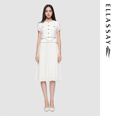 ELLASSAY歌力思2026夏季新款棉舒适异质拼接连衣裙女EWD362Y12200