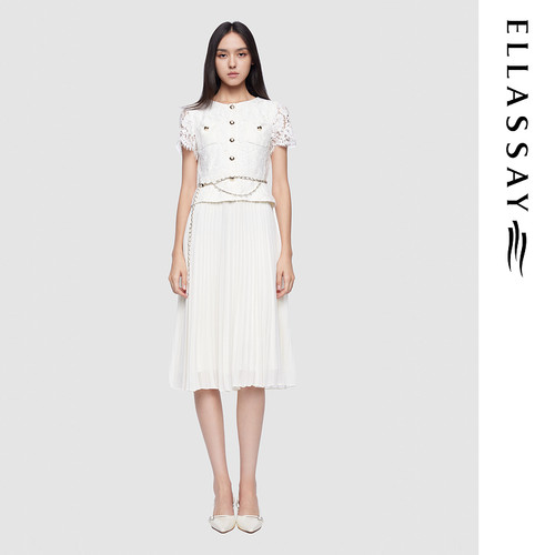 ELLASSAY歌力思2026夏季新款棉舒适异质拼接连衣裙女EWD362Y12200