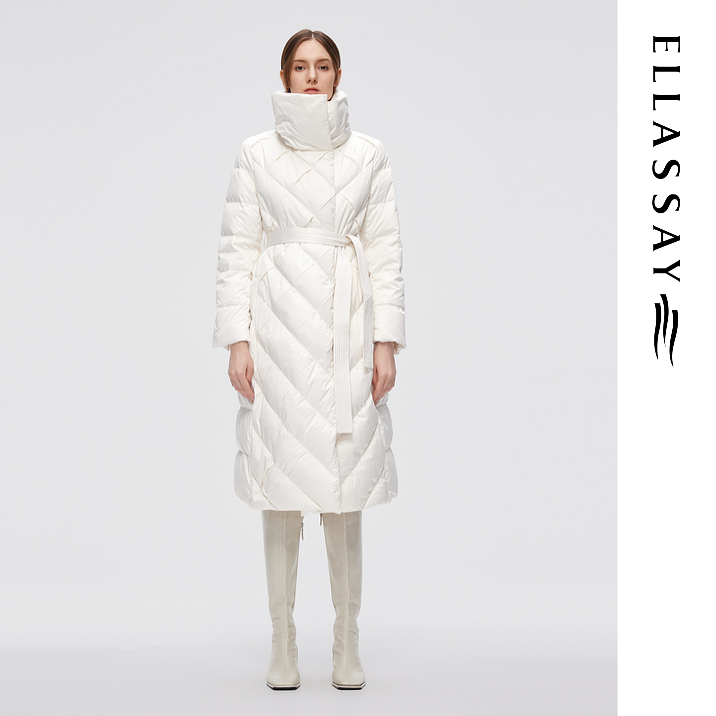 ELLASSAY歌力思冬季新款鹅绒利落大气长款羽绒服女EWD354L00600