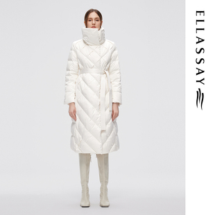 ELLASSAY歌力思冬季新款鹅绒利落大气长款羽绒服女EWD354L00600