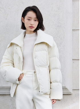 ELLASSAY歌力思2025冬季新款针织翻领简约羽绒服女EWD363L03200