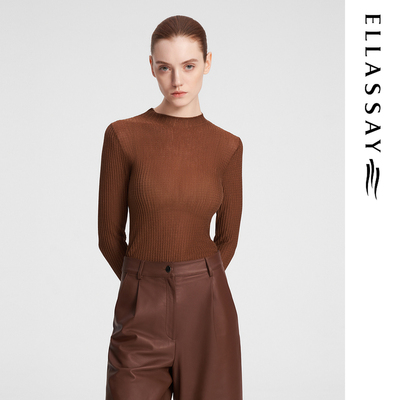 ELLASSAY歌力思秋冬新款绵羊毛半高领打底针织衫女EWF354M04700