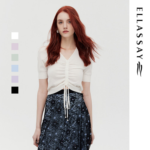 ELLASSAY歌力思春季新款多色抽绳设计温柔针织毛衫女EWE321M00900