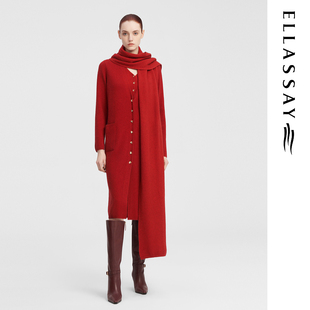 女EWF343M03300 绵羊毛简约单排扣针织衫 ELLASSAY歌力思秋季 新款