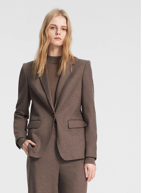 ELLASSAY歌力思秋冬新款绵羊毛简约摩卡一粒扣西装女EWE354T00300