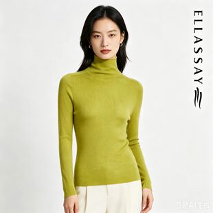 ELLASSAY歌力思冬季新款软糯羊毛羊绒修身毛衫女EWF344M05200
