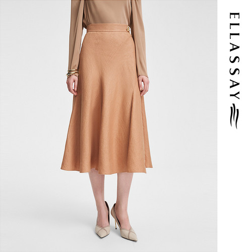 ELLASSAY歌力思春季新款不规则下摆高腰鱼尾半身裙女EWF351Q00700