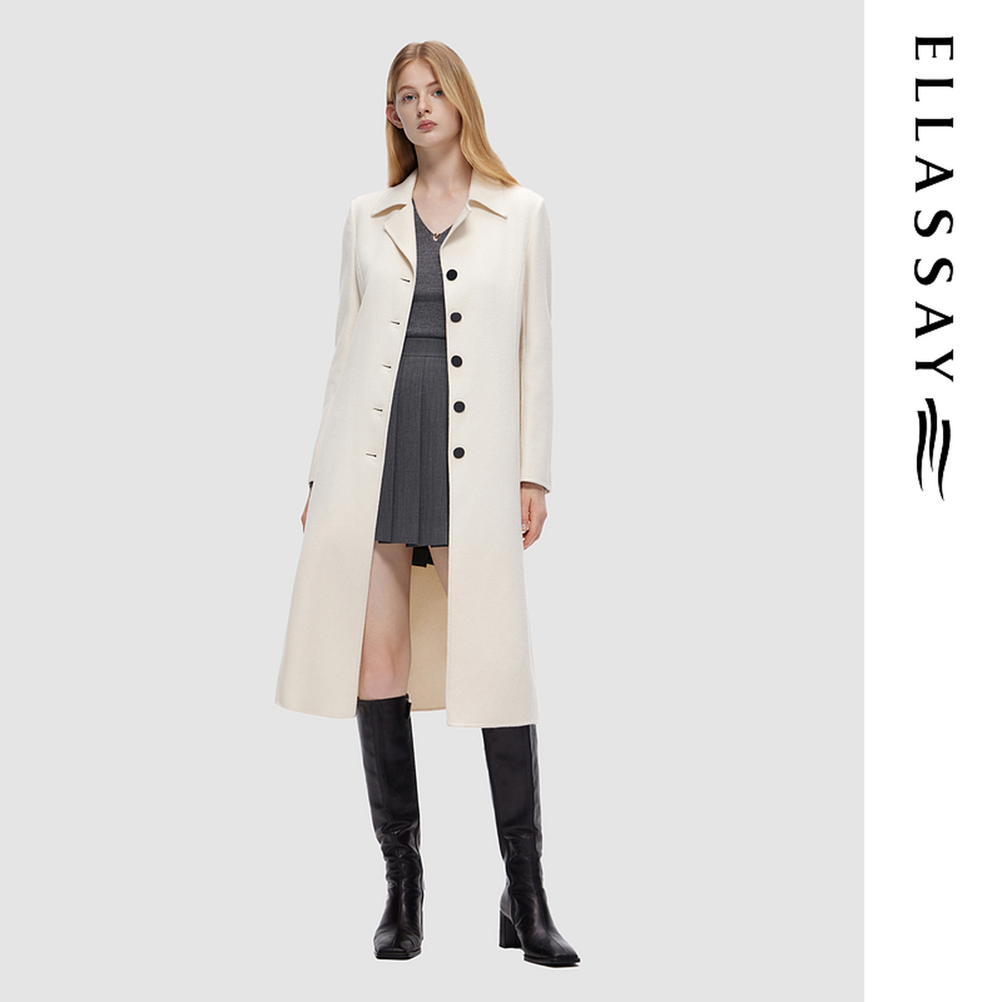 ELLASSAY歌力思秋冬新款知性优雅柔美时尚毛呢外套女EWF334D00200