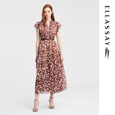 ELLASSAY歌力思秋季新款法式浪漫印花连衣裙女EWE343Y03000