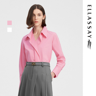 浪漫随性通勤衬衫 棉法式 女EWW343C00800 新款 ELLASSAY歌力思秋季