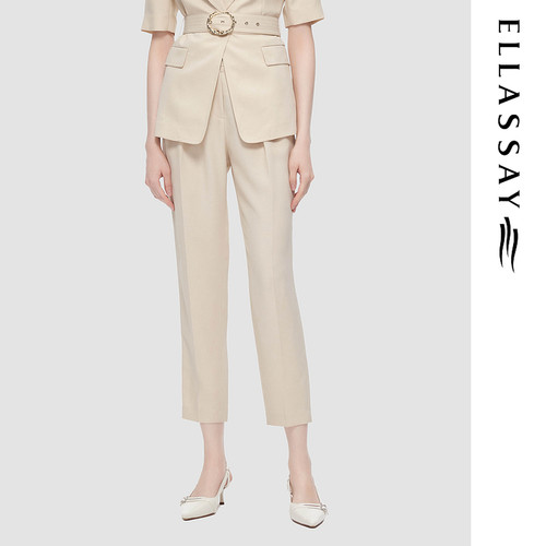 ELLASSAY歌力思春夏新款简约气质轻职场高腰休闲裤女EWE345K07500