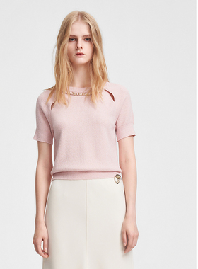 ELLASSAY歌力思春季新款甜美减龄真丝镂空针织衫女EWF351M06500