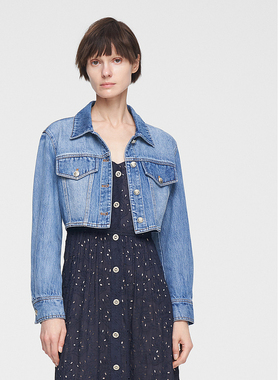 ELLASSAY歌力思春季新款100%棉休闲短款牛仔外套女EWW351N05000