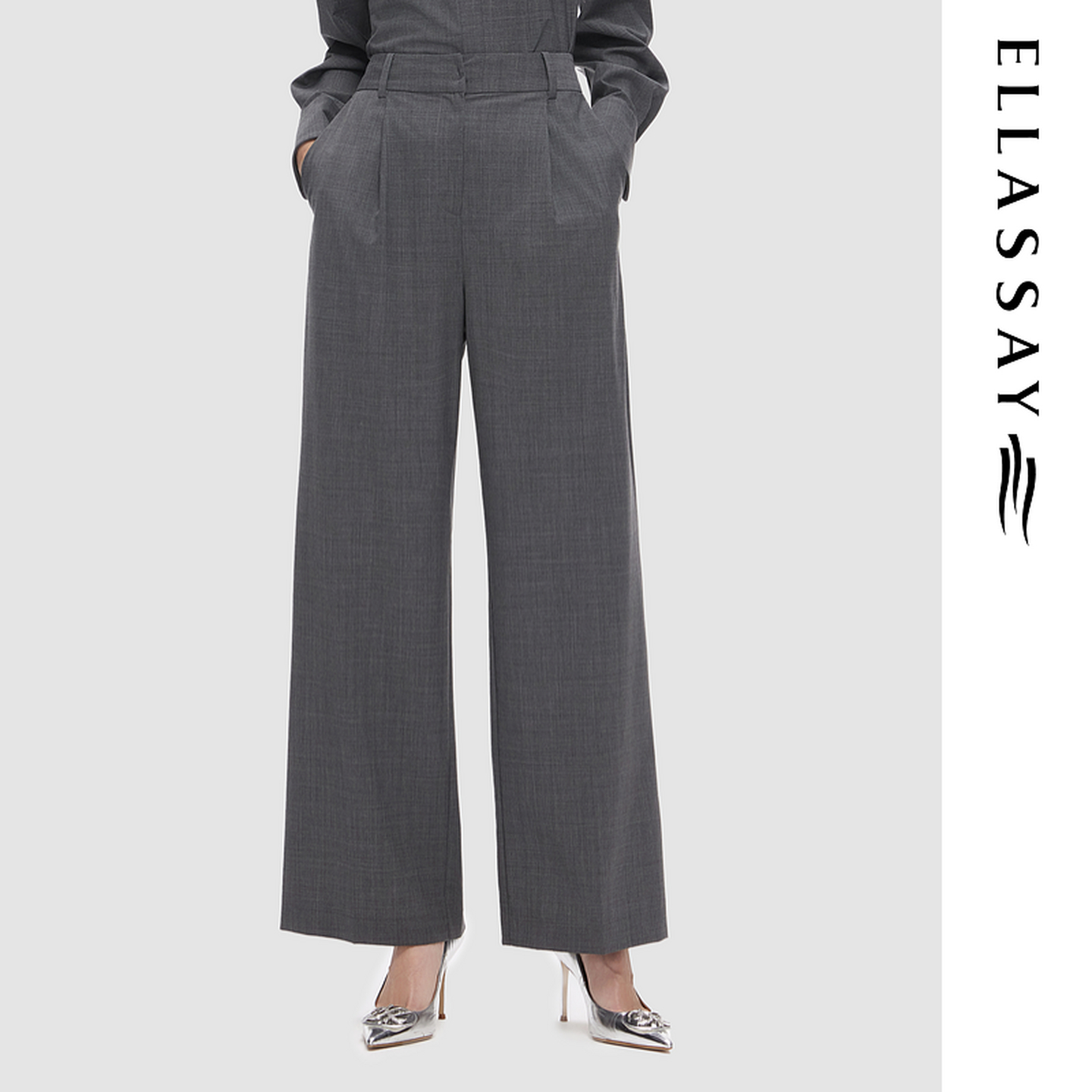 ELLASSAY歌力思秋季新款绵羊毛百搭简约直筒休闲裤女EWD353K02600