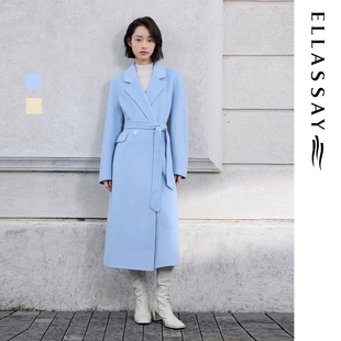 ELLASSAY歌力思秋冬新款绵羊毛长款毛呢大衣女EWD363D03700
